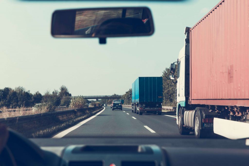 trucks on the road